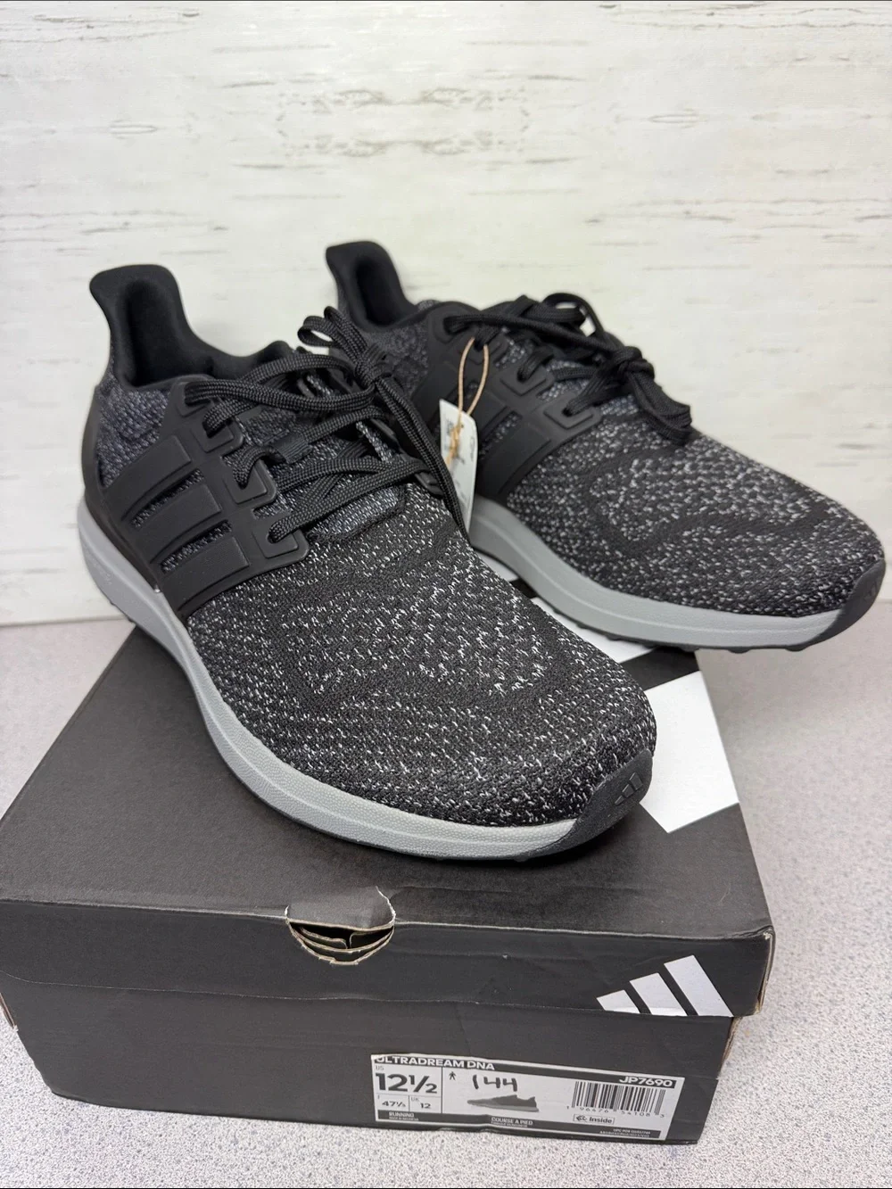 adidas Black and Gray Knit Lace-Up Sneakers